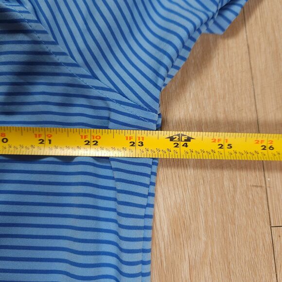 Vineyard Vines On The Go Sankaty Polo Men Large Blue Striped Stretch OTG Golf - Picture 9 of 10